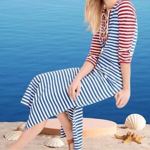 New J Crew Red White Blue Nautical Dress Yachting Club XXXS Maxi nautical